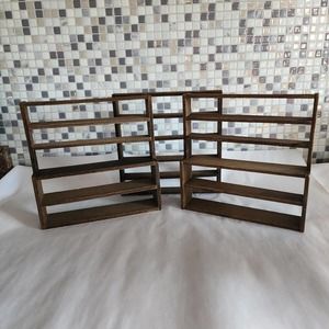 Vintage Dollhouse Miniature Wood Brown Large Store Wall Shelf Display Set of 3